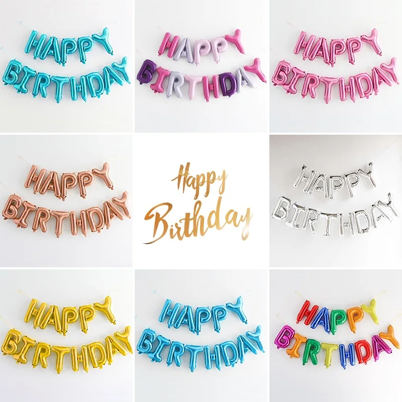 

Воздушные шары с надписью «Happy Birthday», золотистые, серебристые, розовые, синие фольгированные, воздушные шары-гирлянды