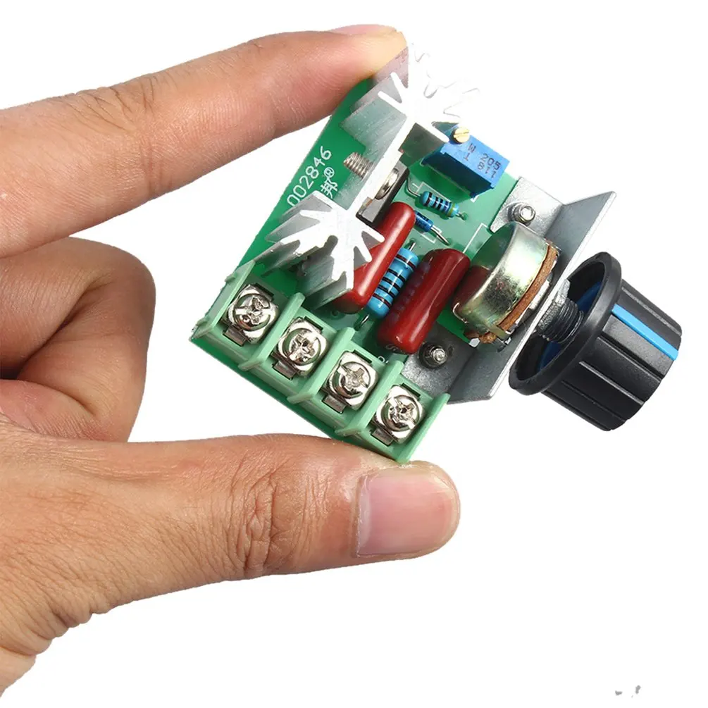 Стабилизатор напряжения, диммирующий потенциометр, контроллер скорости двигателя, электронный модуль регулятора напряжения с термостатом, переменный ток 220 В, 2000 Вт, 1 шт.