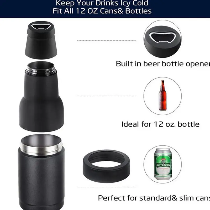 Bottle Cooler Stainless Steel Beer Bottle Insulators Cola Drink Beverage Cold Keeper With Bottle Opener Double Layer Insulated