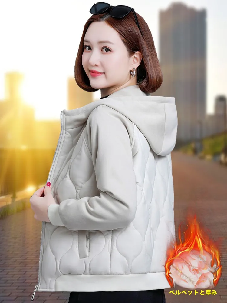 Утепленное короткое пальто на флисовой подкладке. Женское хлопковой Осень и зима