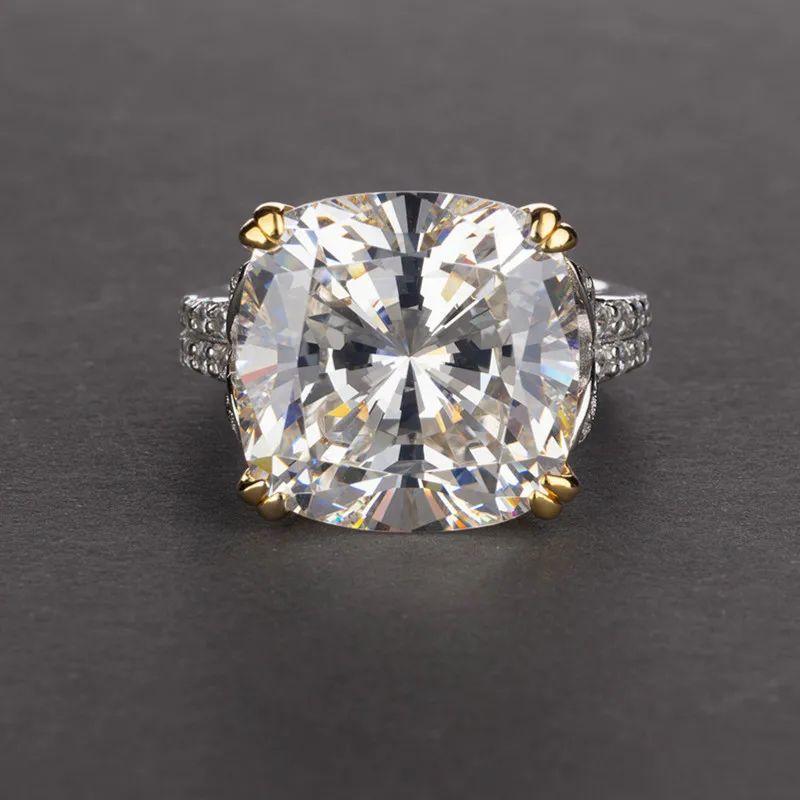 

Simple Ring 14*14 Mainstone 21.5 Karat S925 Sterling Silver Ring Wedding Luxury Jewelry