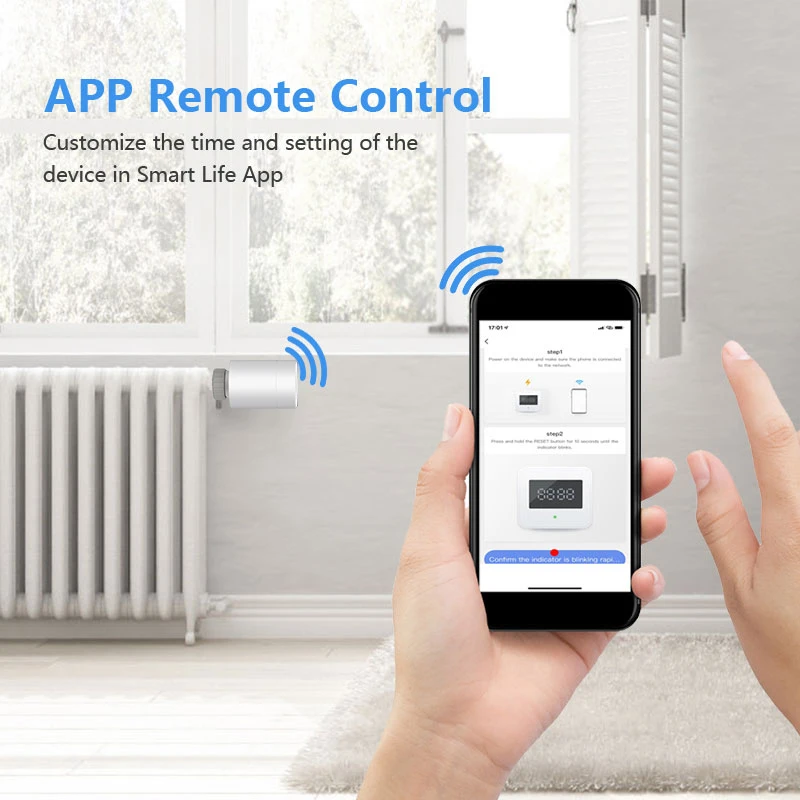 

Термостат Tuya TRV с Wi-Fi, умная термостатическая головка, привод клапана радиатора, контроллер температуры нагрева Alexa Google Home