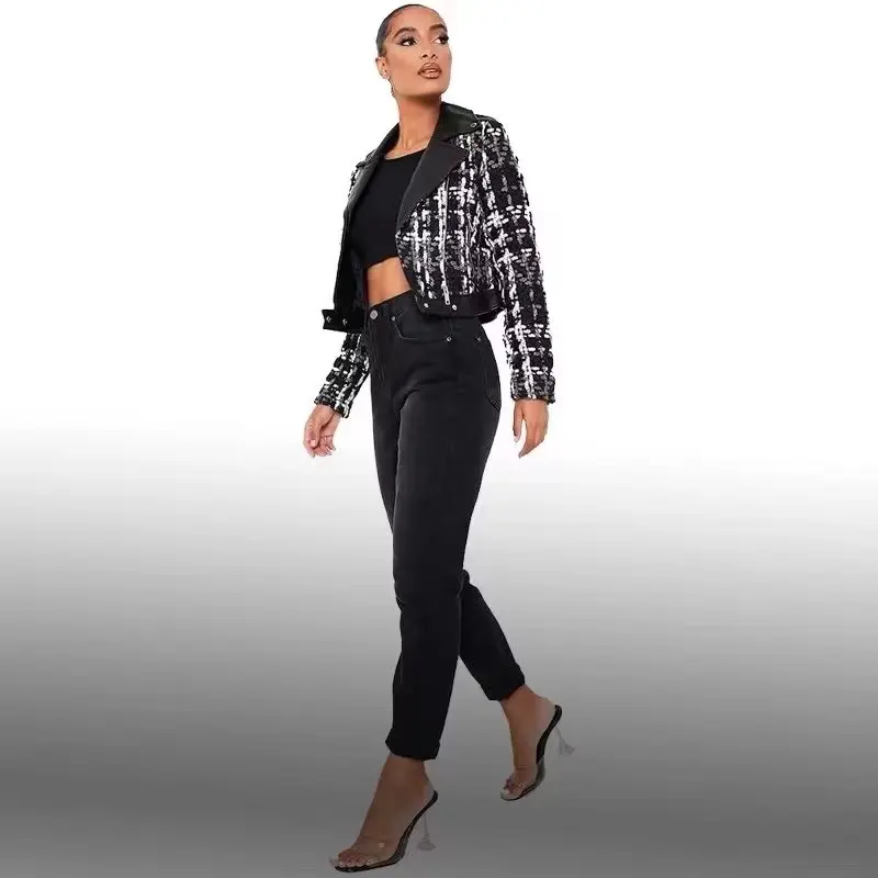 MOLAN Black Leather Jacket Woman Fashion Za Lapel Singal Breasted Chic Pockets High Street Overcoat Female PU Top