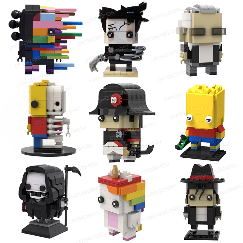Фигурки героев мультфильма MOC, персонажи супергероев, кирпичные головки, конструкторы, Аниме фигурки, игрушки для детей, подарок на день рождения