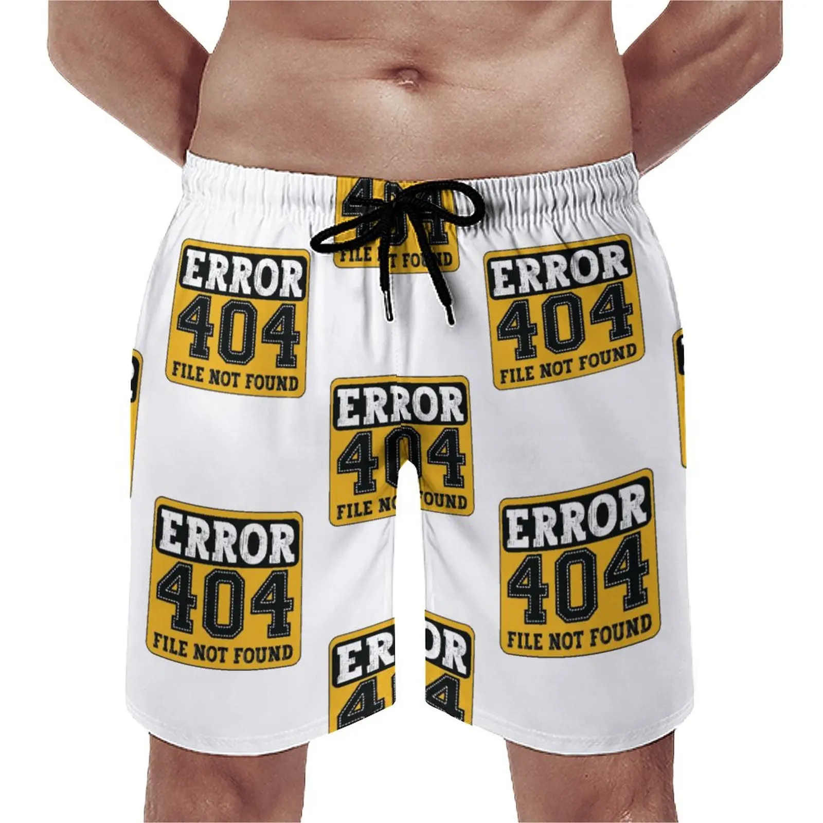 

Error Mode Board Shorts Comfortable Men's Board Short Error 404 File Not Found Funny Word Print Swimming Trunks Plus Size