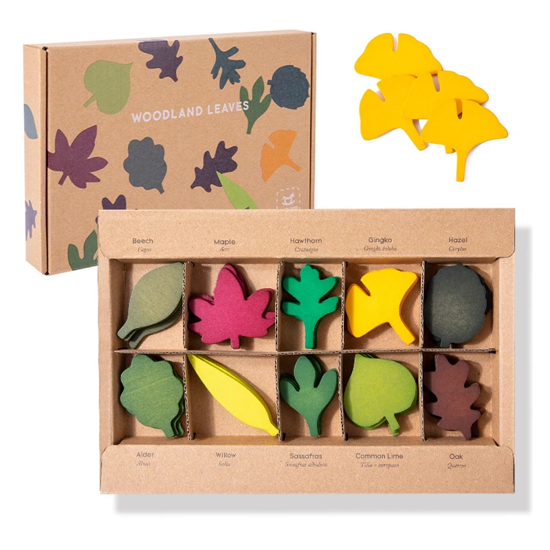 

Wooden Leaf Toy Kid Montessori Biological Science Simulation Forest Leaves Shape Sorting Open Ended Educational Sensory Toy Gift