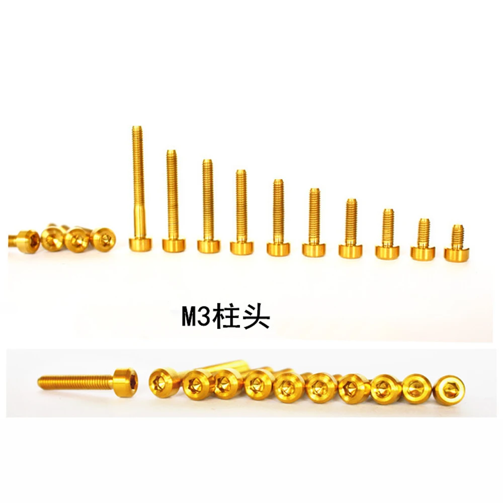 

M3 p0.5mm x 5 6 8 10 12 14 16 18 20 25mm GR5 Golden Cap Head Hex Allen Titanium Alloy Screw Bolts For Model DIY