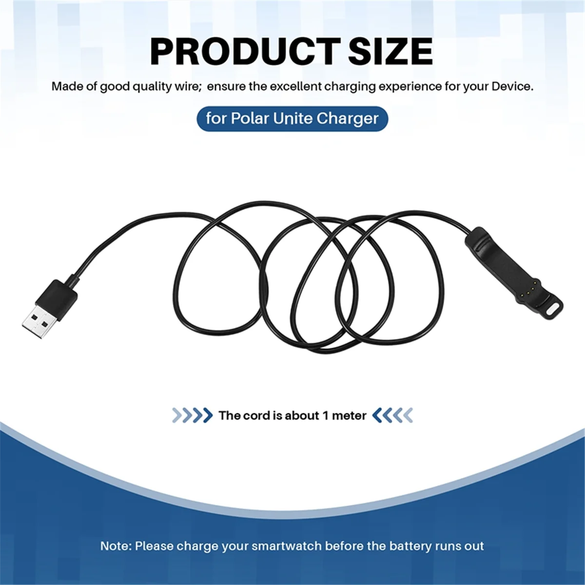 Зарядное устройство для умных часов Polar Unite Fitness Watch — USB-кабель зарядки 3 фута 100 см
