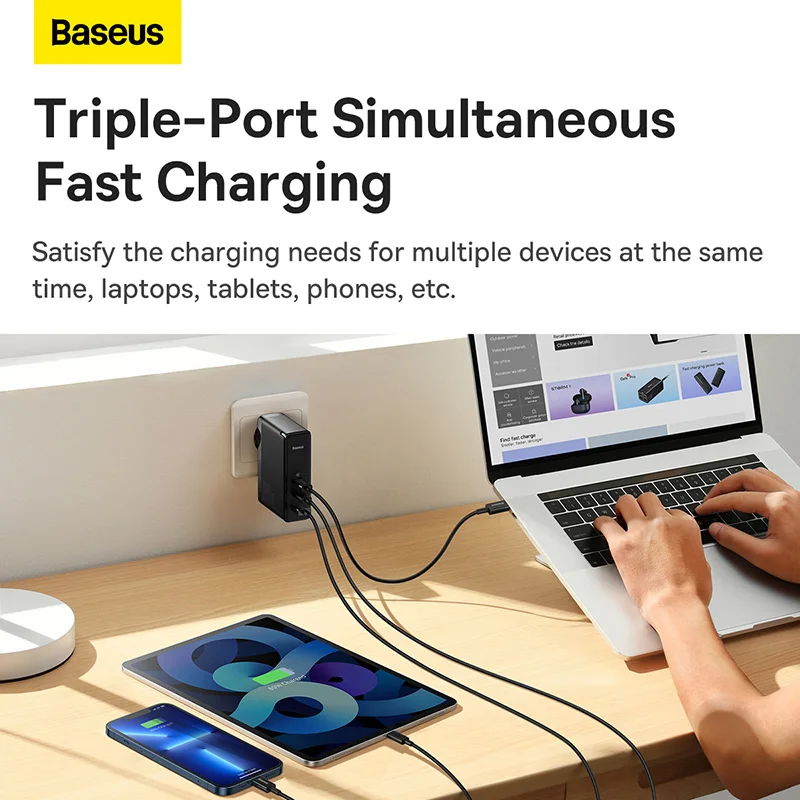 Najtaniej Baseus GaN ładowarka 140W USB Typ C PD Szybka ładowarka Z Szybkim ładowaniem 4.0 3.0 ładowarka USB Do Telefonu IPhone MacBook Laptop Smartph