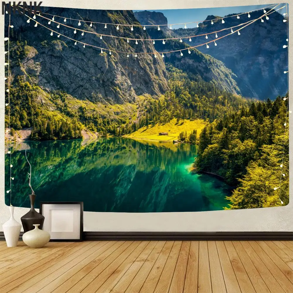 

NKNK Brand Nature Tapiz Lake Wall Tapestry Trees 3D Print Mountains Tapestries Wall Hanging Mandala High Quality Polyester