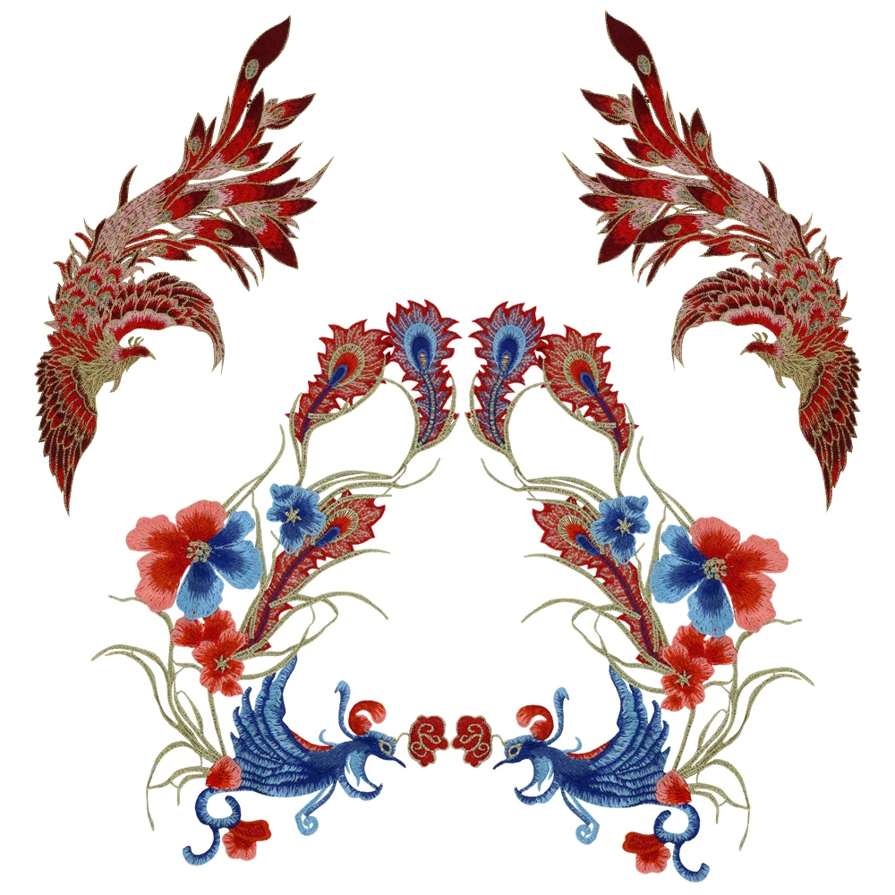 Нашивка Феникс пришитая вышитая нашивка для значка вышитый цветок пиона мотив