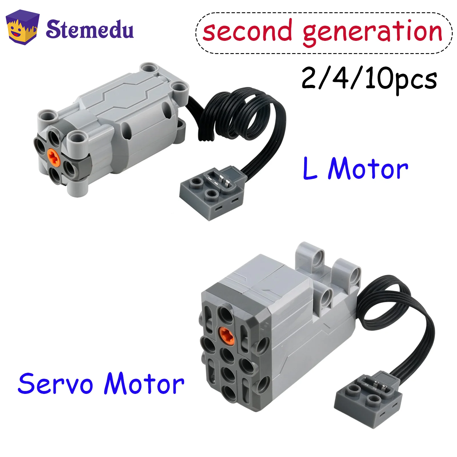 Фото Новые детали MOC Power Functions: улучшенный L-образный серводвигатель 88004 88003, 2/4/10 шт., для модификации строительных блоков, технические кирпичи №1