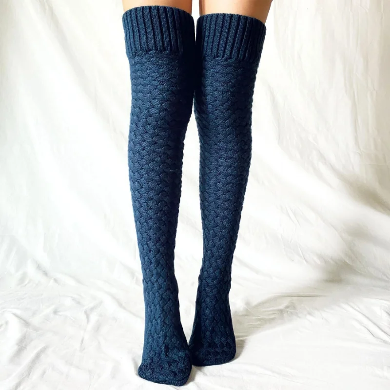 Autumn Winter Female Thigh Sexy Long Stockings Leg Warmers New Twist Knitting Over Knee Stocking Socks Women Wool Socks