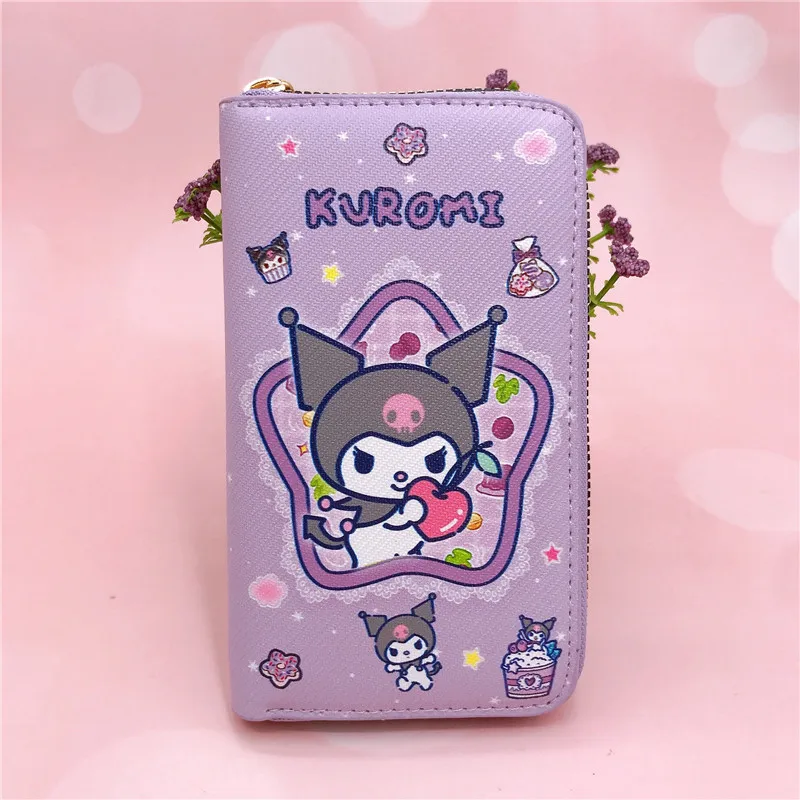 Длинные кошельки Sanrio Cinnamoroll Kuromi для женщин милый держатель карт из искусственной