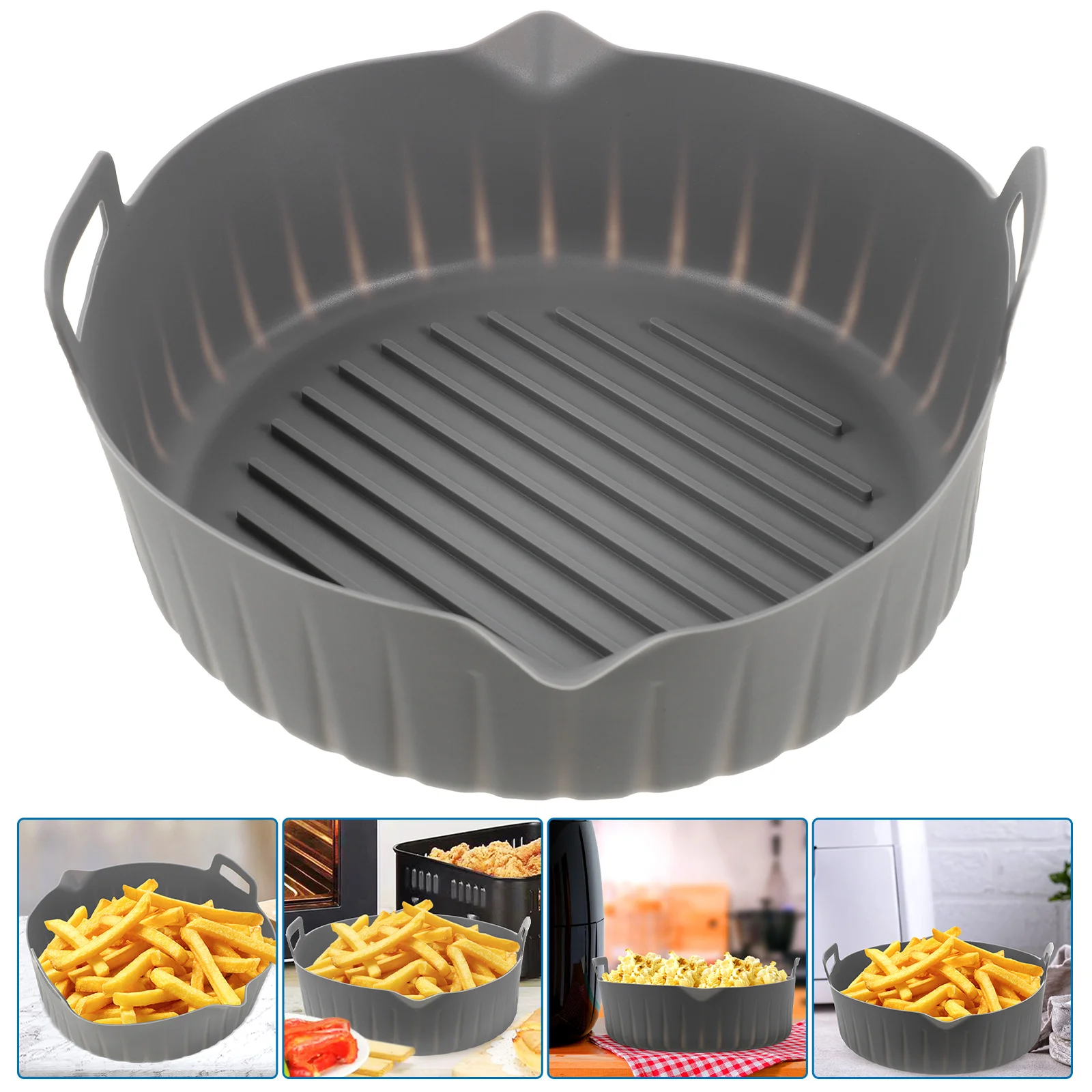 

Air Fryer Basket Silicone Pan Pot Reusable Liner Stick Non Baking Cooking Pizza Replacement Crisper Oven Pad Cushionhousehold