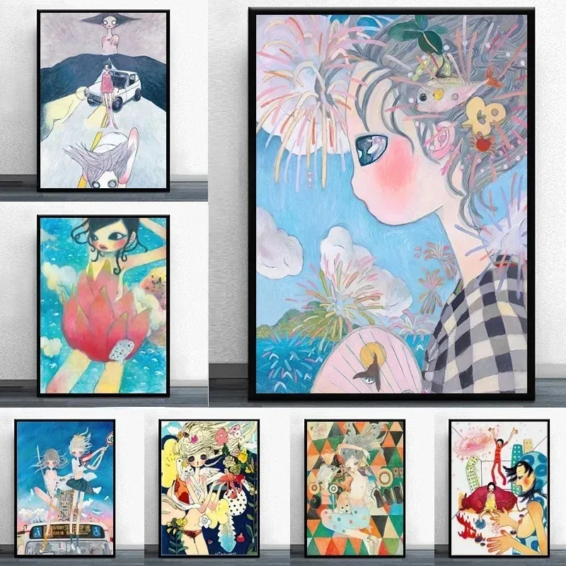 Аниме Девушка Y2K Ay Takano японский настенный художественный холст с принтом без рамы