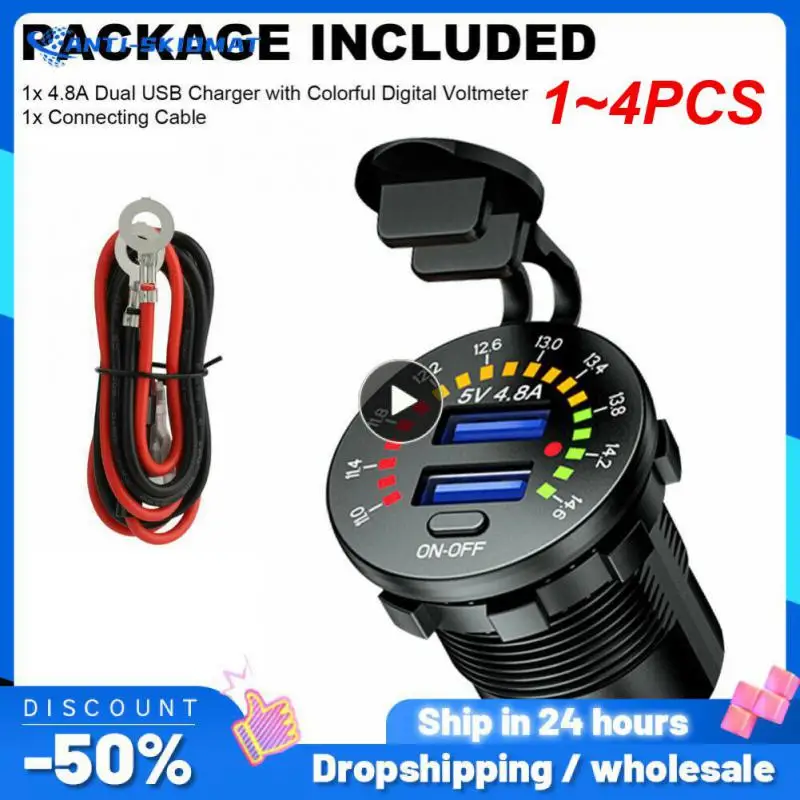 

1~4PCS Ursuniot 36W Dual USB QC3.0 Car Charger 12V Motorcycle USB Outlet Quick Charging Power Socket with Colorful Digital