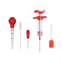 1 set kitchen turkey seasoning injector barbecue meat sauce injection tools chicken pump barbecue tool seasoning tube with brush