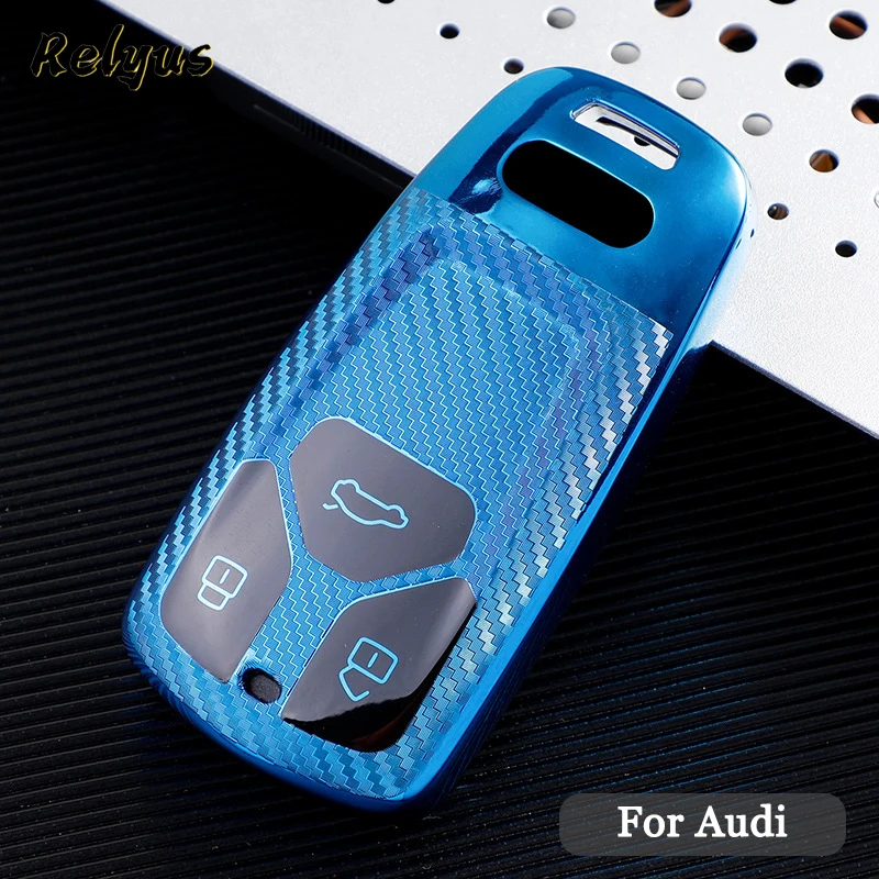 

TPU Carbon Grain Car Key Case Cover for Audi A6 A5 Q7 S4 S5 A4 B9 A4L 4M TT TTS TFSI RS 8S 8W Key Shell Fob Auto Accessories