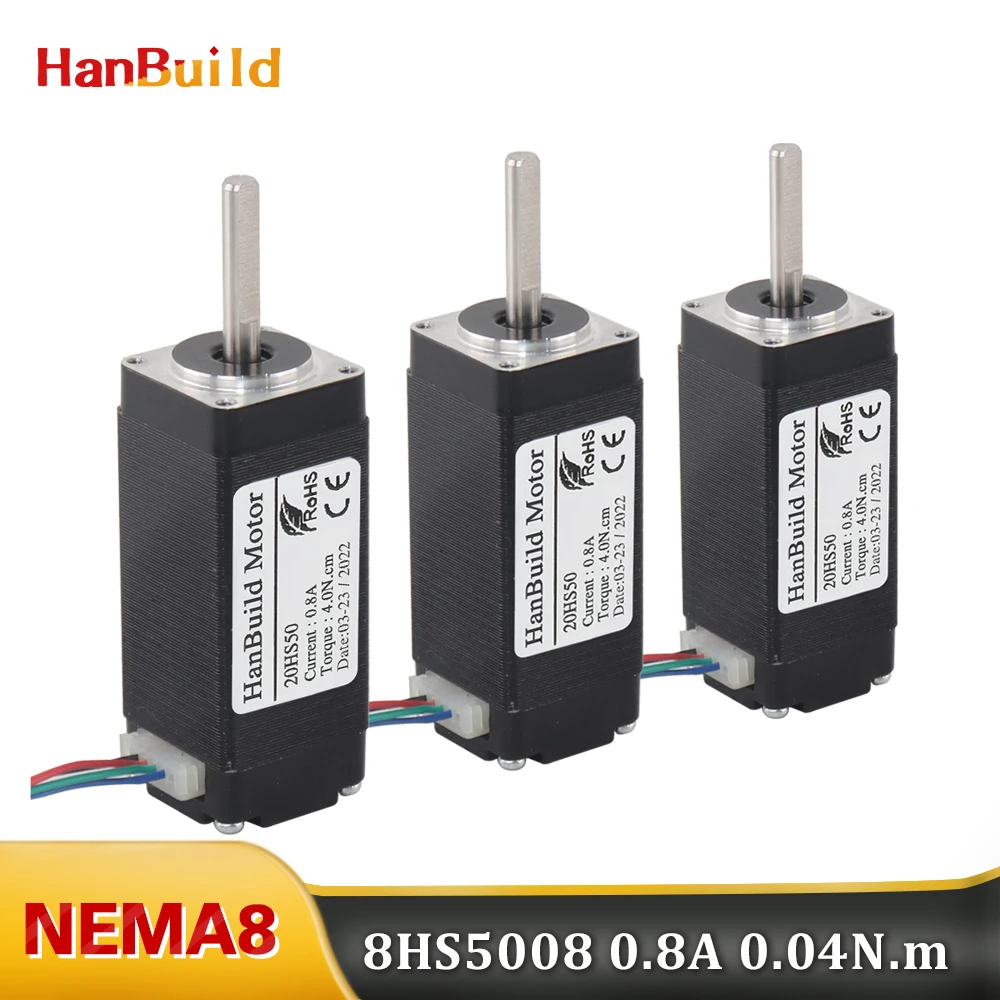

3PCS Nema8 Stepper Motor New Product Promotion 20HS50 0.8A 40mN.m 50mm 20 Series Motor For 3D printer accessories