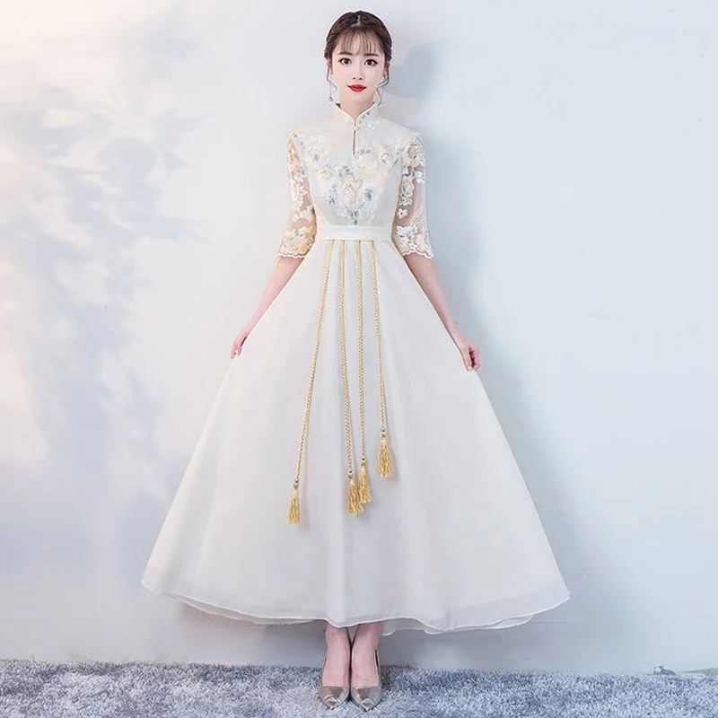 

SHENG COCO Improved Cheongsam Evening Gown Dresses New Long Chinese Style Girl Chinese Bridesmaid Dress Women Elegant Qipao Gown