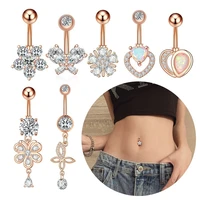 heart belly button ring navel piercing ring bunny belly button piercing ring butterfly jewelry flowers umbilical pircing ring
