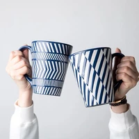 creative embossed cups household ceramic milk coffee cup open design mug couple mugs small spoon