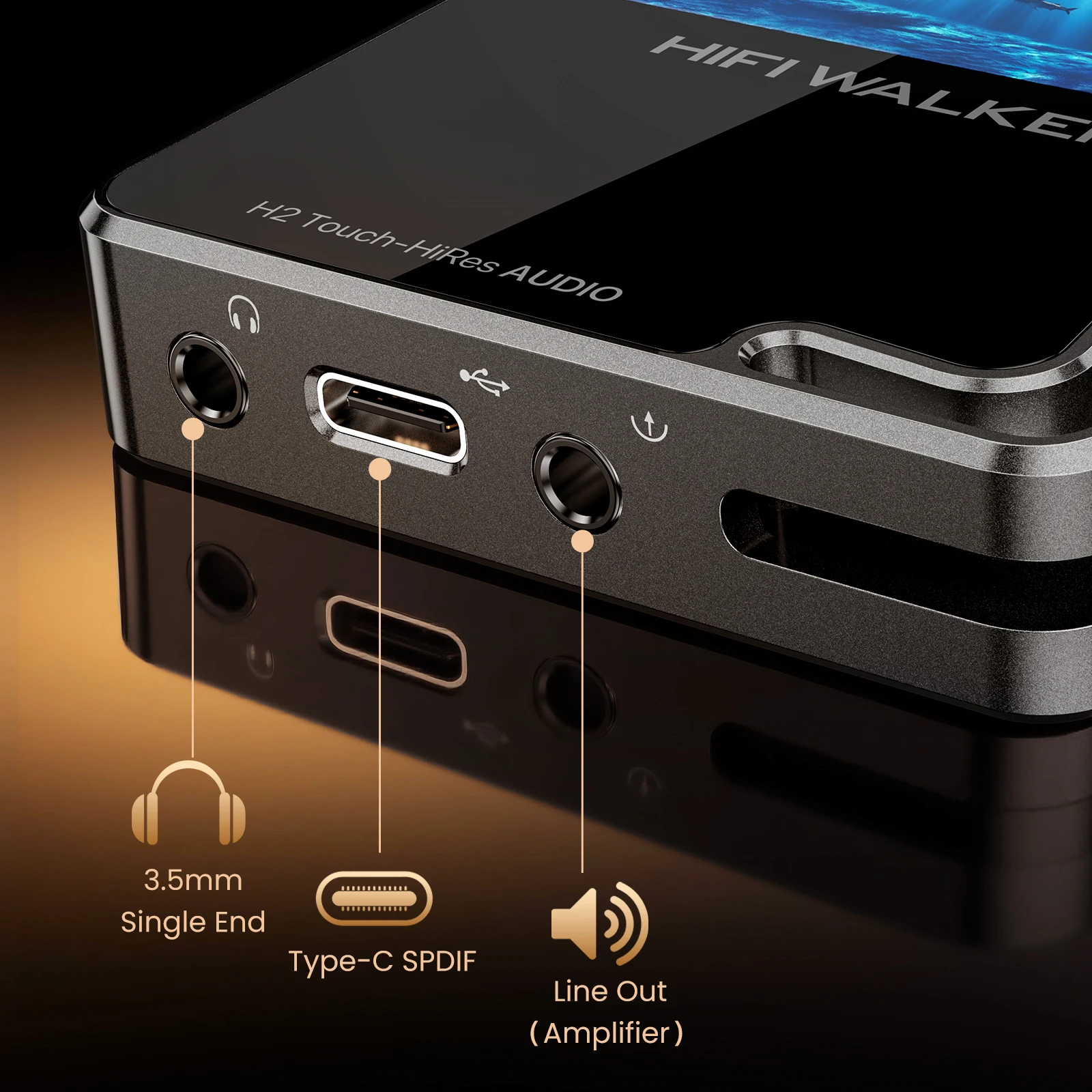 Фото HiFi Walker H2Touch Hi-Res музыкальный плеер MP3 с сенсорным экраном, USB DAC, HIFI, FLAC, DSD128, Bluetooth 5.2, 64 ГБ (до 512 ГБ) №4