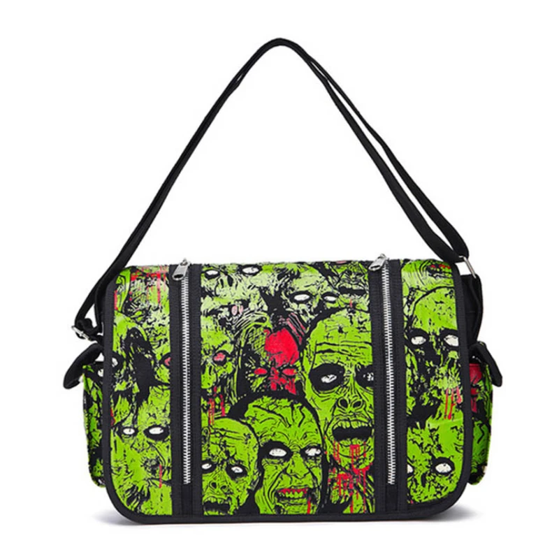 

Skull Printing Design Canvas Shoulder Bag Ladies Luminous Ghost Eye Crossbody Bag Punk Style Outdoors Fashion Women Travel Bags