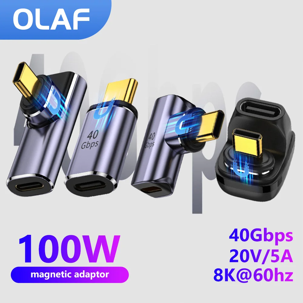 

40Gbps Data Transfer OTG USB C To Female Type-C Magnetic Adapter 100w 20v/5A Fast Charging Connector For Notebook Phone Computer