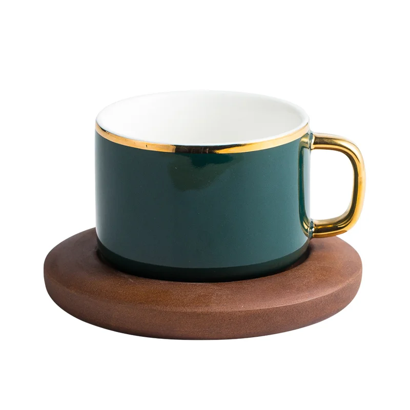 Европейская маленькая Роскошная кофейная чашка с деревянной основой для