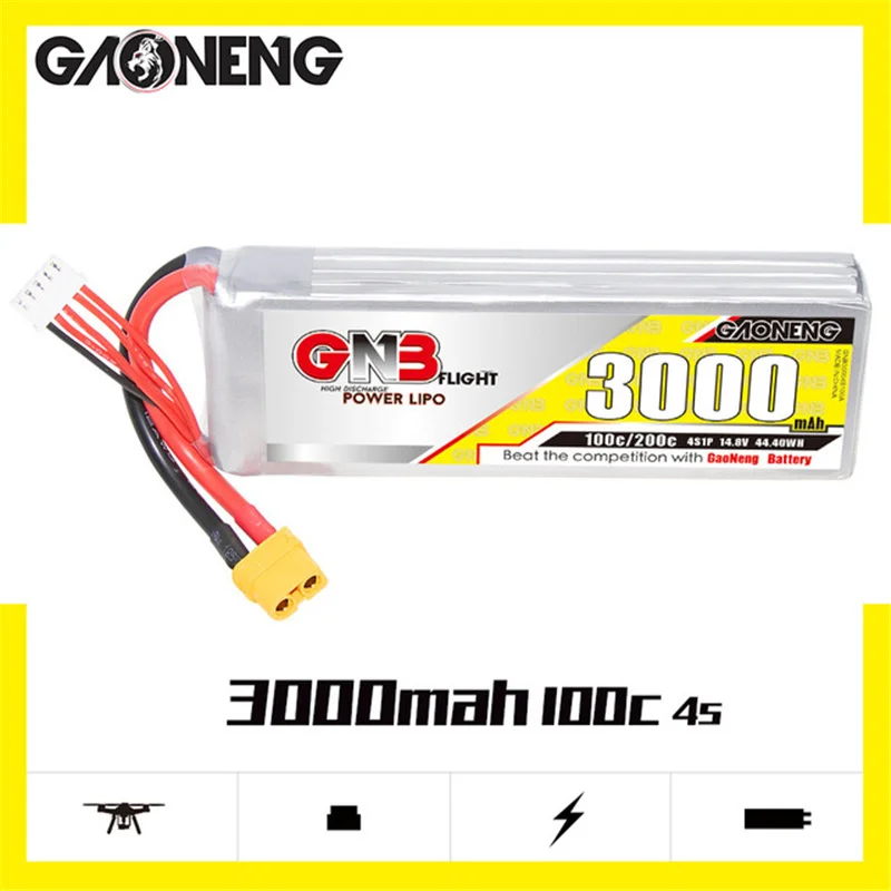 Аккумулятор GAONENG GNB 4S 14,8 в 50C/100C 3000 мАч HV Lipo с разъемом XT60 XT90 T для FPV дрона радиоуправляемых вертолетов автомобилей лодок UAV радиоуправляемых запчастей