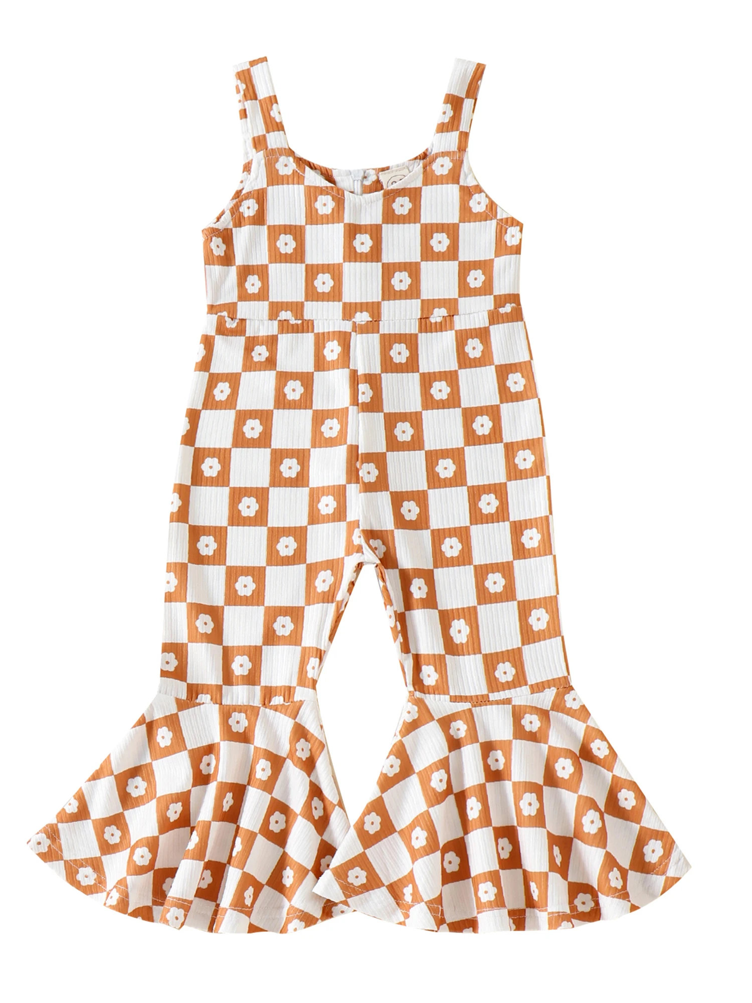 

Детский комбинезон без рукавов, на бретельках, с расклешенными штанинами