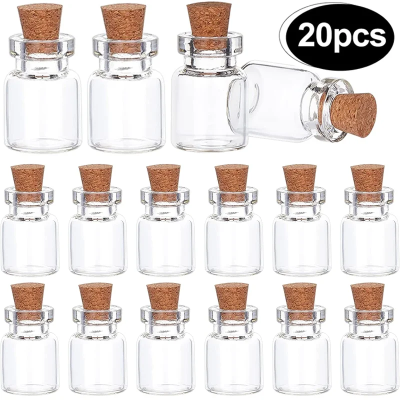 

50/20/10pcs Mini Glass Bottles with Cork Stopper DIY Empty Message Wishing Bottle Drifting Bottles Pendant Party Gift Wholesale