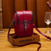 leather shoulder bag womens fashion mobile phone bag cowhide contrast color messenger bag womens small square bags for women