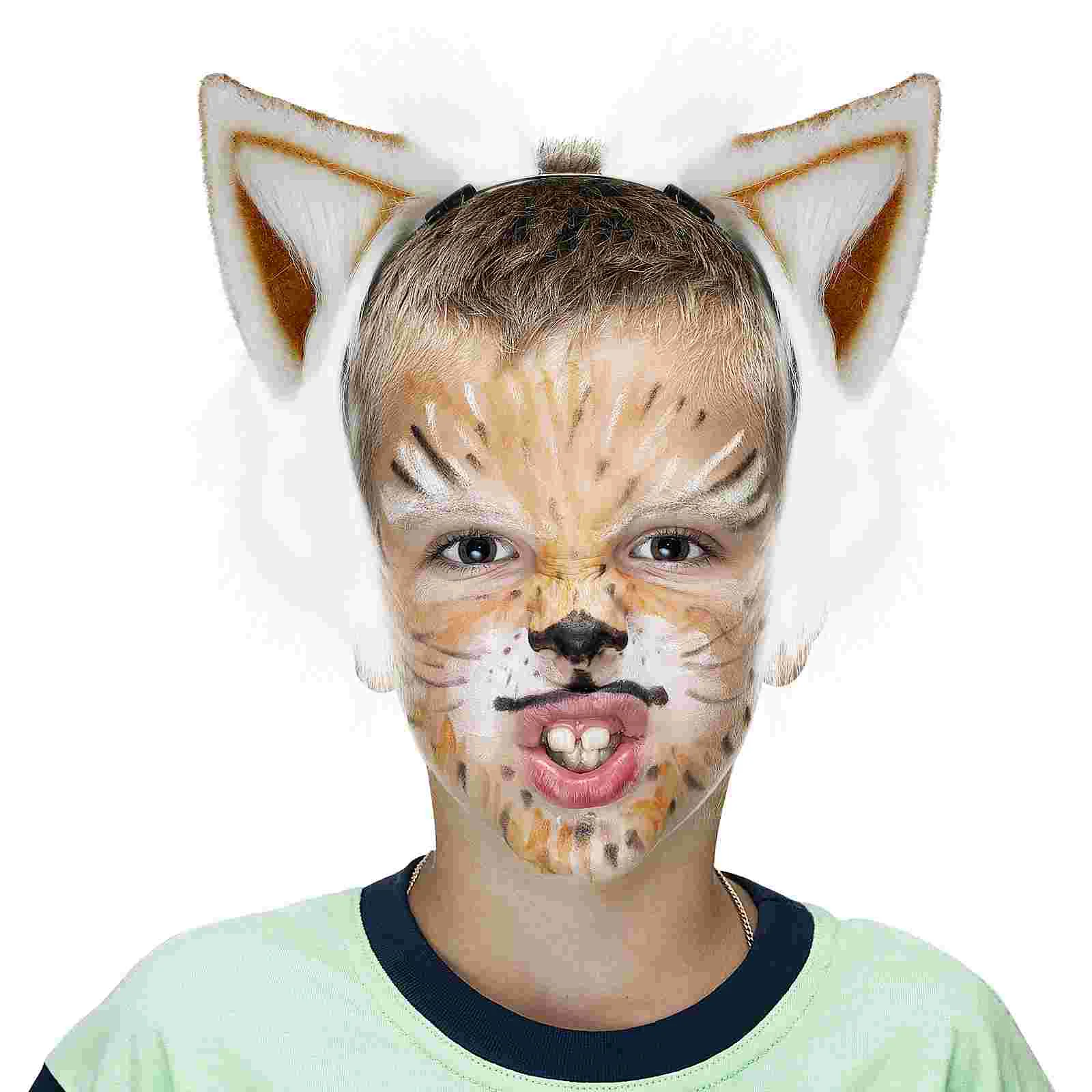 2 Pcs Clothing Furry Ears Headbands Wolf Animal Adults Hair Ties Kids Costume Party