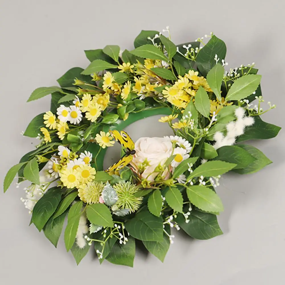 

Door Garland Excellent Colorful No-watering Door Hanging Beautiful Artificial Wreath for Balcony Wall Wreath Door Garland