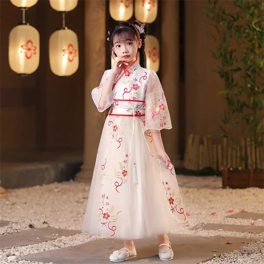 Hanfu estilo chino para niña плаdo antiguo superhada falda Coreana manga larga paraembali y verano novedad