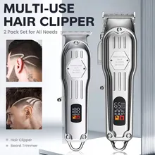 2 in 1 Full Metal Combo Kit Barber Hair Clipper For Men Professional Electric Beard Hair Trimmer Rechargeable Haircut