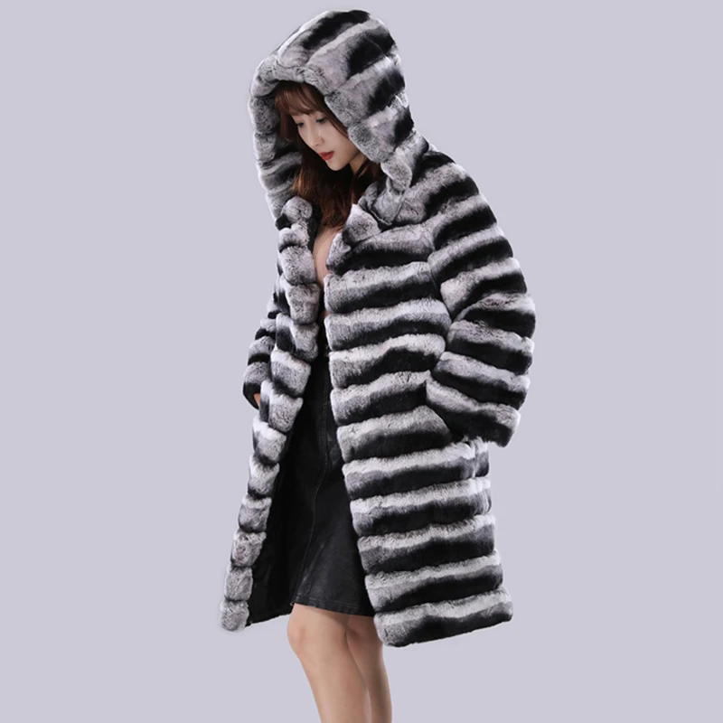 

Winter Women's Fur Coat Warm Long Mink Fur Trench Coat Hooded Jacket Plush Coat Female Jacket Fur Autumn Shaggy Outerwear Lady