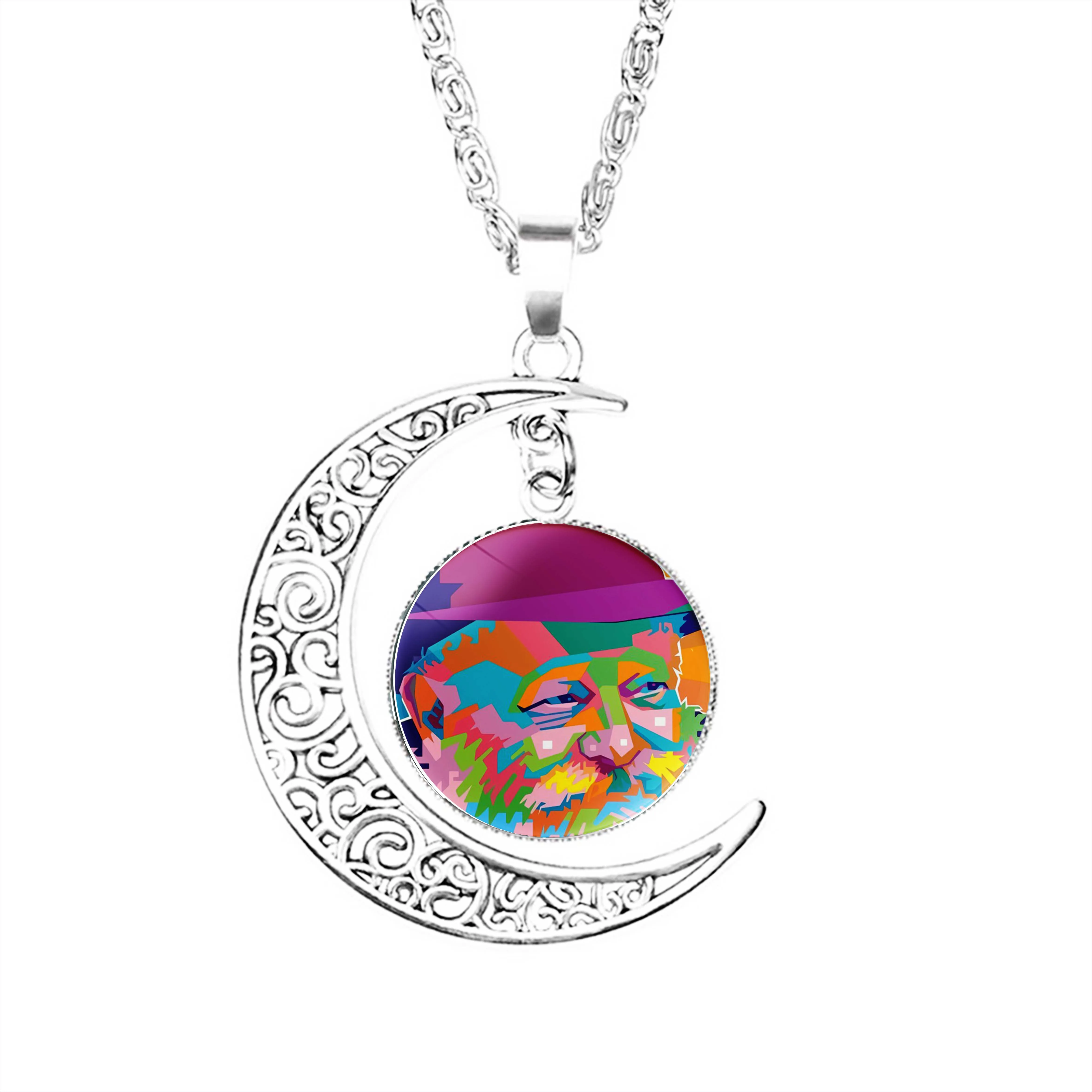 

Menachem Mendel Schneerson Moon Necklace Girls Stainless Steel Pendant Accessories Party Jewelry Women Lady Jewelry Chain Gifts