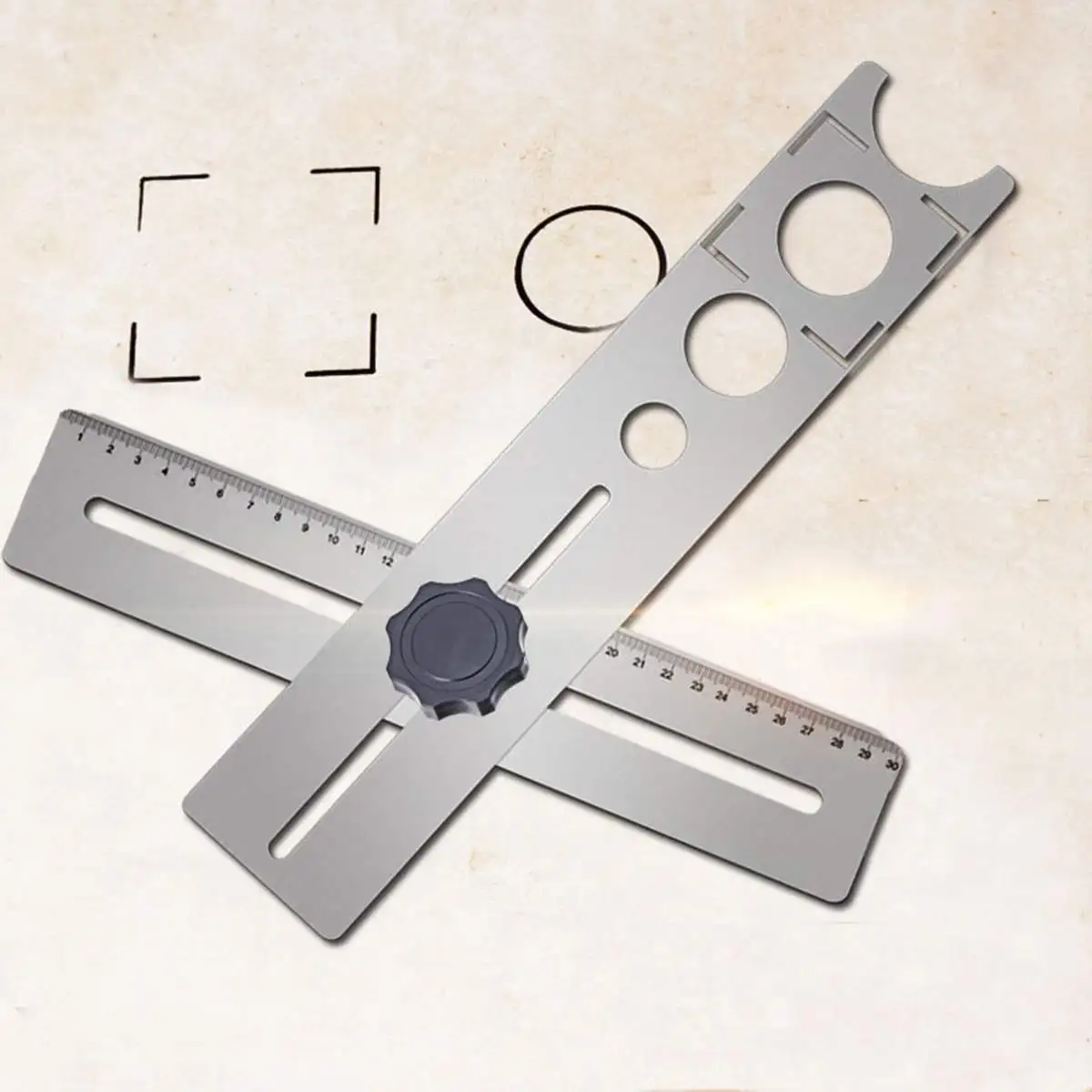 

Multi-Functional Stainless Steel Ceramic Tile Hole Locator Ruler Adjustable Punching Hand Tool for House Decorated Work