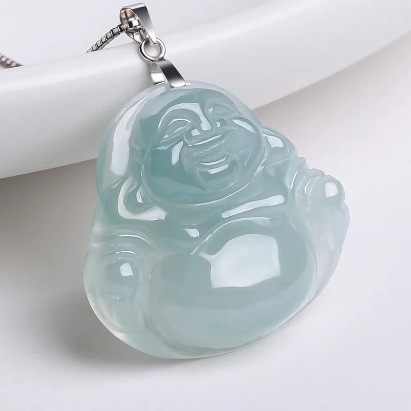 Натуральный полностью зеленый Подвеска Будды из нефрита и ледяного с