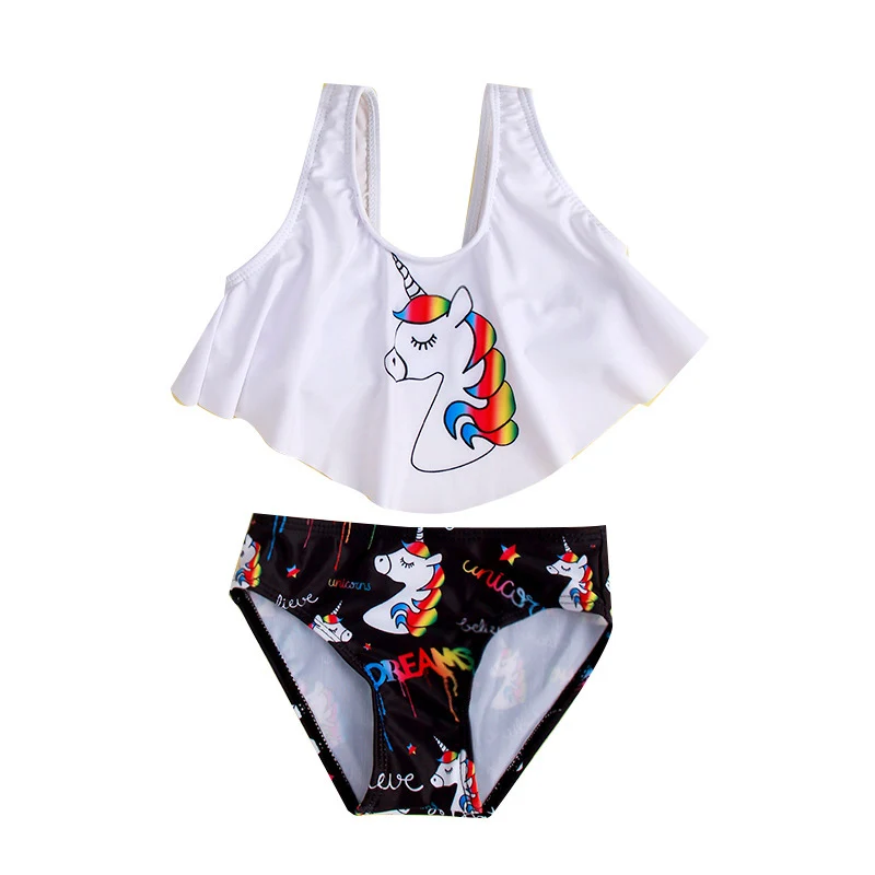 

New Girls Split Swimsuit Unicorn Children's Swimsuit Comfortable High Elastic Ruffle Cute Sweet Beauty Baby Bathing Suits