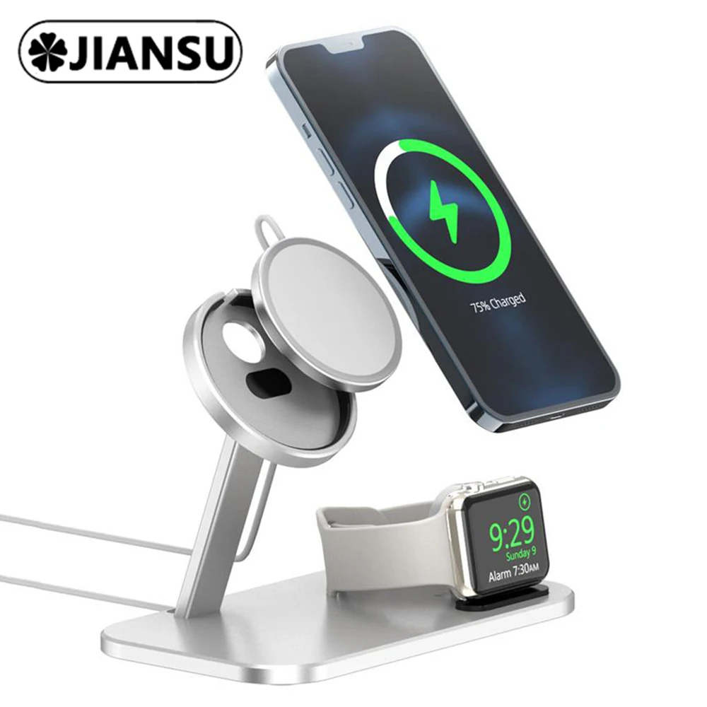 

2 in 1 Magnetic Wireless Charger Phone Holder For iPhone 12 Pro Max Mini Apple Watch iWatch Fast Charging Magsafe Charger Holder