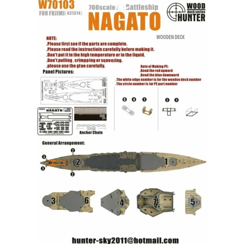 

Hunter W70103 1/700 Wood Deck IJN battleship NAGATO FOR FUJIMI 431314