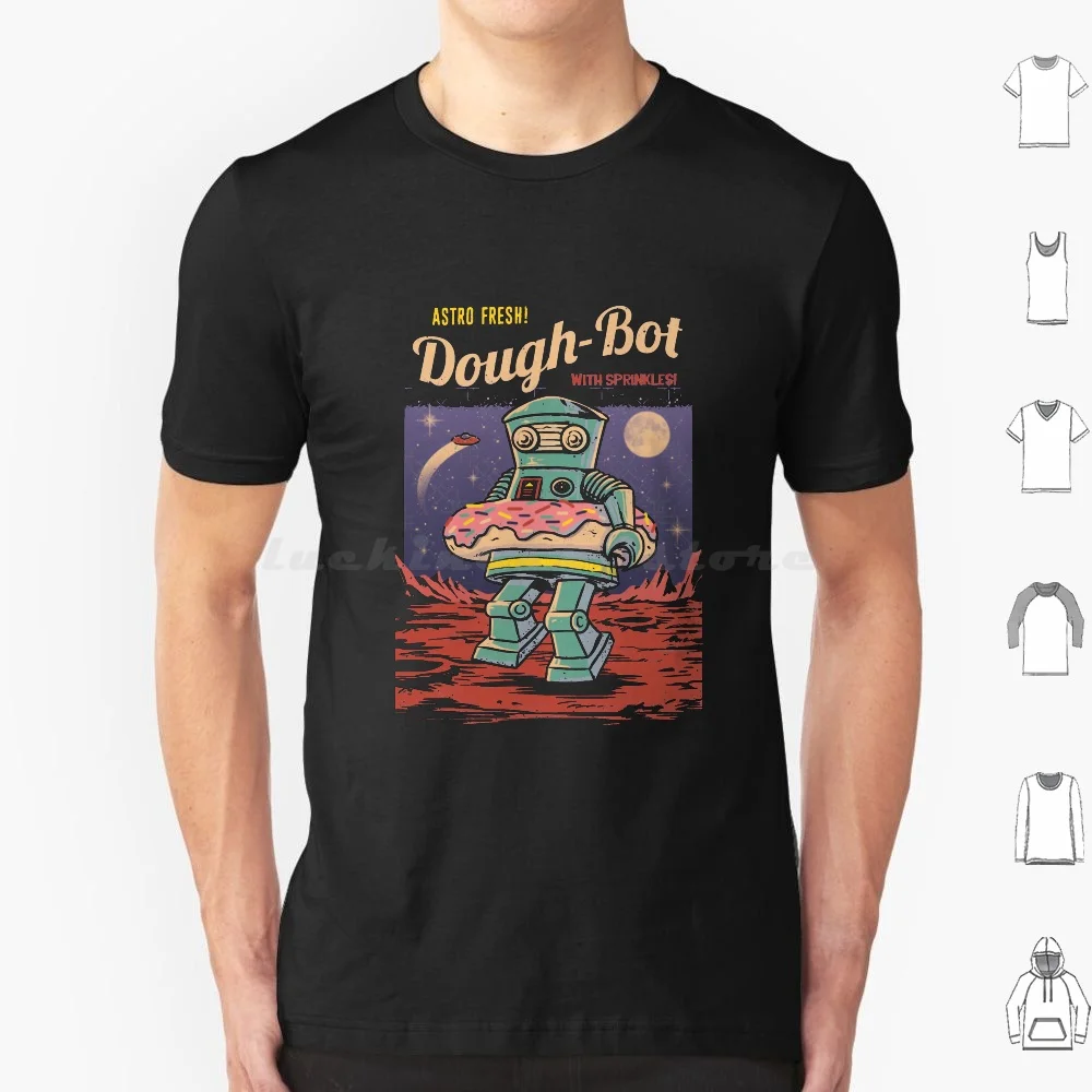 

Dough Bot T Shirt Cotton Men Women Diy Print Vintage Robot Retro Robots Cute 80S Retro Doughnut Donuts Nostalgic