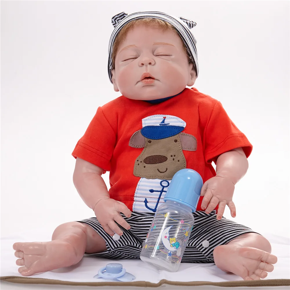 

Lifelike Silicone Vinyl Girl Doll Baby Reborn 23 Inch 58 CM Realistic Sleeping Babies Dolls With Lovely Clothes KidsPlaymate