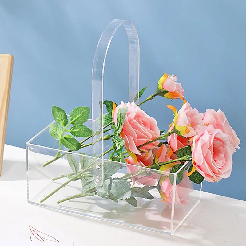 Прозрачная ручная акриловая коробка для цветов 1 шт. Высококачественная