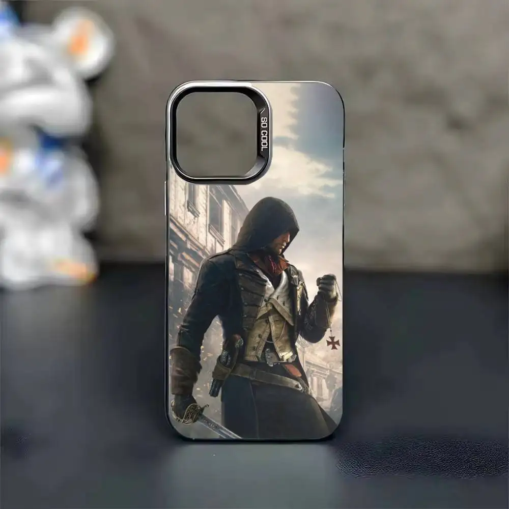 Фото Чехол для телефона Game A-Assassins C-Creed Shadows для iPhone 17 16 15 14 13 12 11 Pro Max Plus, матовый, серебристый, цвета конфет. №4